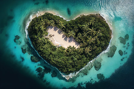 Round shaped island in sea. Generative Aiの素材