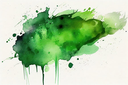 Green color watercolor hand drawn gradient backdrop. Generative Aiの素材