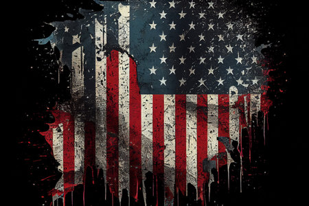 Grunge Flag of the USA in with grunge texture. Generative Aiの素材