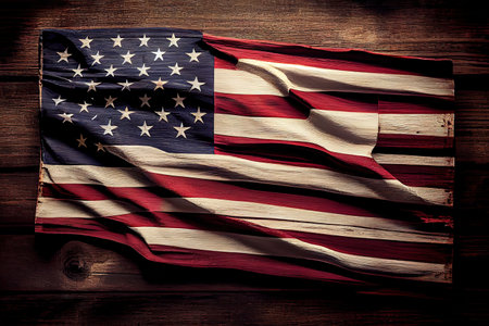 American flag and bokeh background with copy space for american celebration. Generative Aiの素材