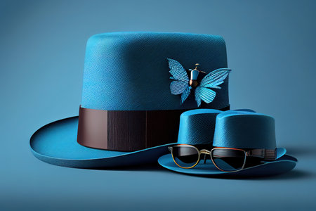 Happy fathers day cap and spectacles on mustache card design. Generative Aiの素材
