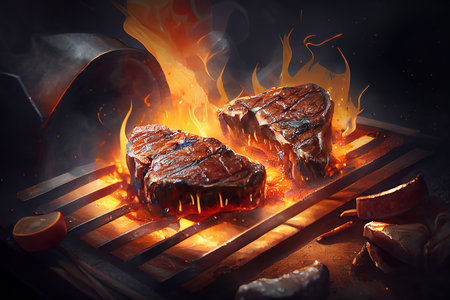 Close-up hand making barbeque. Generative Aiの素材