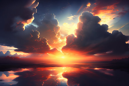 Cloudy sky on dawn. Generative Aiの素材