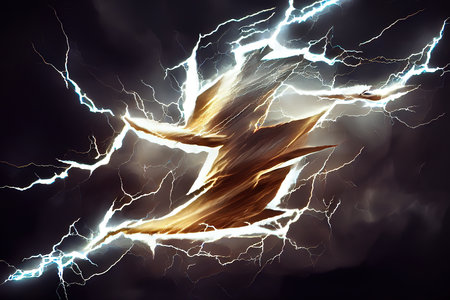 The effect of lightning thunderstorm and lightning. Generative Aiの素材