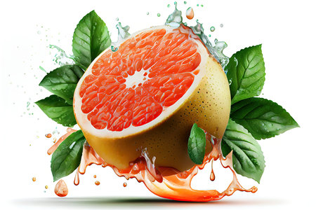 Oranges dropped into water. Generative Aiの素材