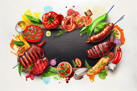 grilled chicken and vegetables skewers. Generative Aiの素材