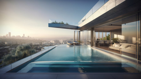 City buildings during golden hour. Generative Aiの素材