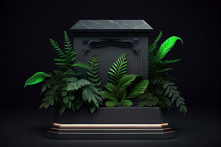 3D rendering Mock up summer podium for product design. Generative Aiの素材