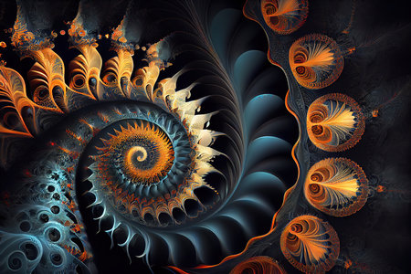 Hypnotic fractal mandala pattern in colorful neon colors as background. Generative Aiの素材