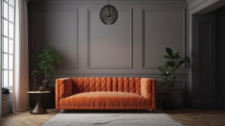 3d contemporary living room interior and modern furniture. Generative Aiの素材