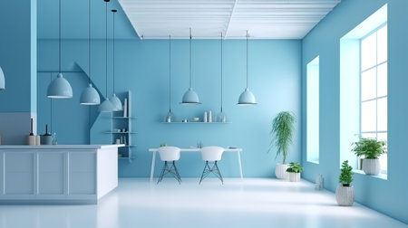 Wall mockup psd dining room interior design. Generative Aiの素材