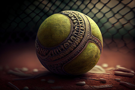 Top view tennis balls and racket. Generative Aiの素材