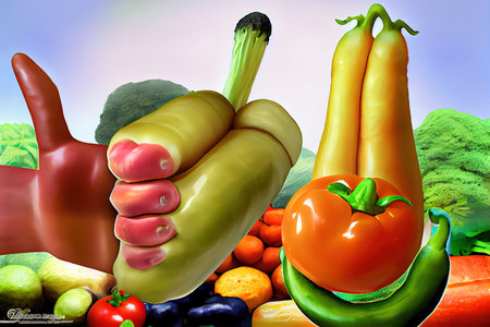 Thumbs up for fruit and vegetables. Generative Aiの素材