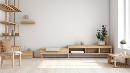 Modern composition of living room interior at apartment. Generative Aiの素材