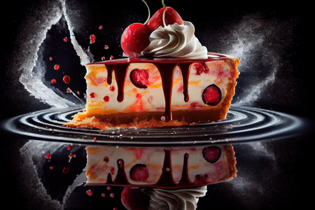 Front view berry cake with sugar powder. Generative Aiの素材