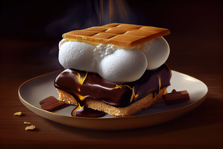 Gooey Marshmallow S'mores, realistic. Generative Aiの素材