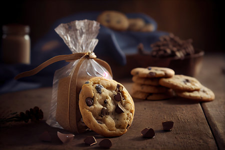 salted cookie round gold concept Organic fresh bake. Generative Aiの素材