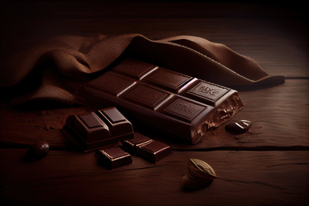 Stack of milk and dark chocolate with nuts. Generative Aiの素材