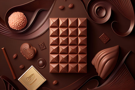 Assortment of delicious types of chocolate. Generative Aiの素材