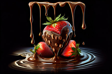 Delicious strawberries dipped in a chocolate cream. Generative Aiの素材