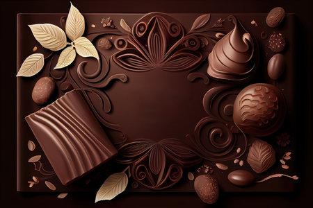 Top view delicious types of chocolate. Generative Aiの素材