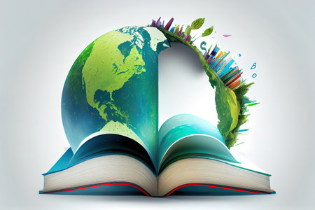 World literature concept, Knowledge information, earth day concept. Generative Aiの素材