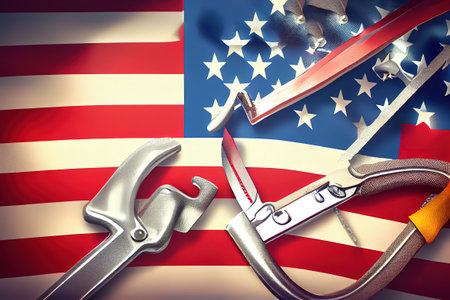 Labor Day - National Holiday - Mechanic Tools. Generative Aiの素材