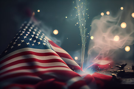 American abstract background of labor day with fireworks. Generative Aiの素材