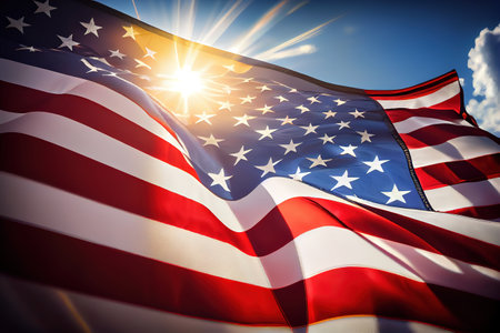 American flag for Memorial Day, 4th of July, Labour Day. Generative Aiの素材