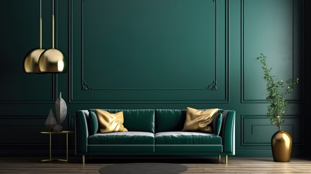 Modern living room interior background, wall mock up, 3d render. Generative Aiの素材