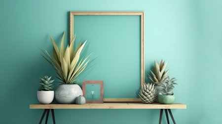 Mockup frame close up in Coastal boho interior background. Generative Aiの素材