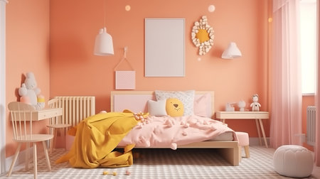 Two poster frame mockup in scandinavian style living room interior. Generative Aiの素材