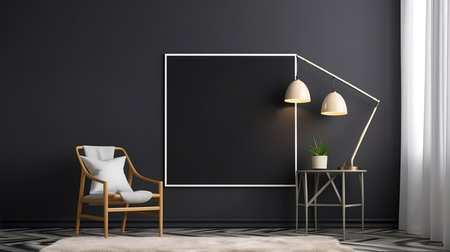 Realistic frame in a vintage room. Generative Aiの素材