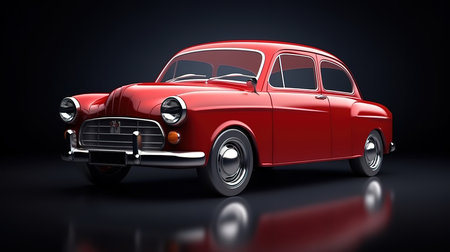 Vintage red car. Generative Aiの素材