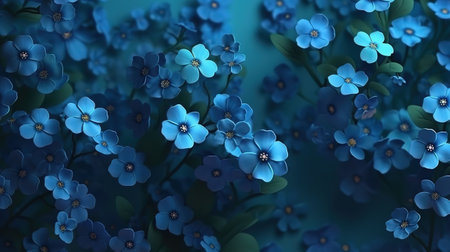 Classic Blue color of the Year 2020. Background with forget me nots in trendy color. Generative Aiの素材