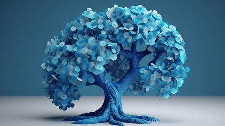 3d tree silhouetted tree against a moonlit landscape. Generative Aiの素材