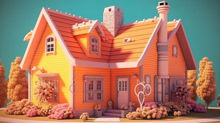 Dream house cottage, Bright color. Generative Aiの素材