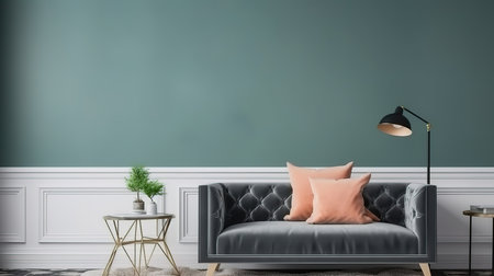 Mock-up poster in living room background,3d render, Bright color. Generative Aiの素材