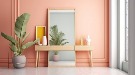 Mock up poster frame closeup in interior background, Scandinavian style. Generative Aiの素材