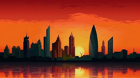 Skyline of Manama Central Business District. The Kingdom of Bahrain. Generative Aiの素材