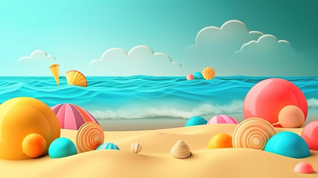 Summer background with beach elements. Generative Aiの素材