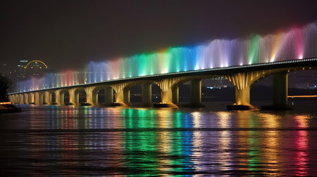 Banpo Bridge Moonlight Rainbow Fountain. Generative Aiの素材