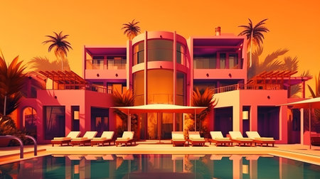 A summer luxury resort where sun-kissed beaches. Generative Aiの素材