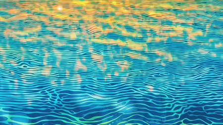 Blue ripped water in swimming pool, Swimming pool bottom caustics ripple. Generative Aiの素材