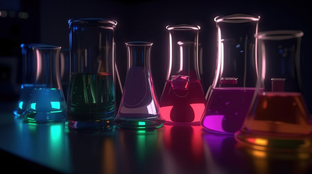 Chemical liquid for research or analyzing a sample into test tube. Generative Aiの素材