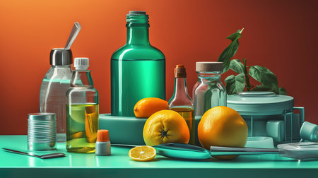 Traditional medicine and synthetic drugs. Generative Aiの素材