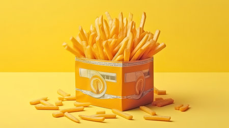 One hundred dollar bills in french fries package. Generative Aiの素材