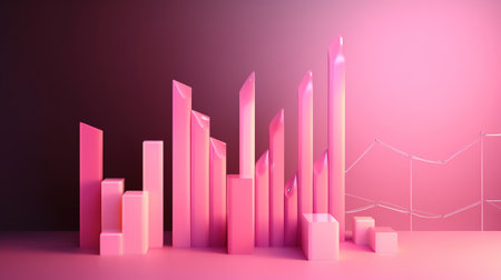 Pink Financial growth increase icon isolated on blue background. Generative Aiの素材