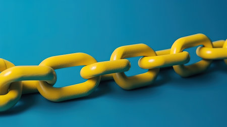 vertical yellow chain on a blue background. Generative Aiの素材