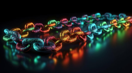 Abstract Chain links low poly consisting of points. Generative Aiの素材
